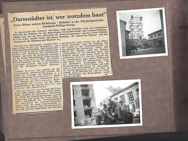 Zeitungsartikel zum Richtfest 1951