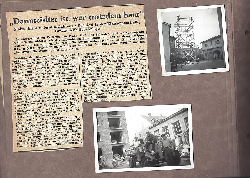 Zeitungsartikel zum Richtfest 1951