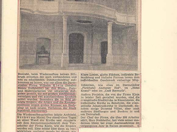 Zeitungsbericht über den Wiederaufbau der katholischen Kirche Gernsheim vom 2. Mai 1951